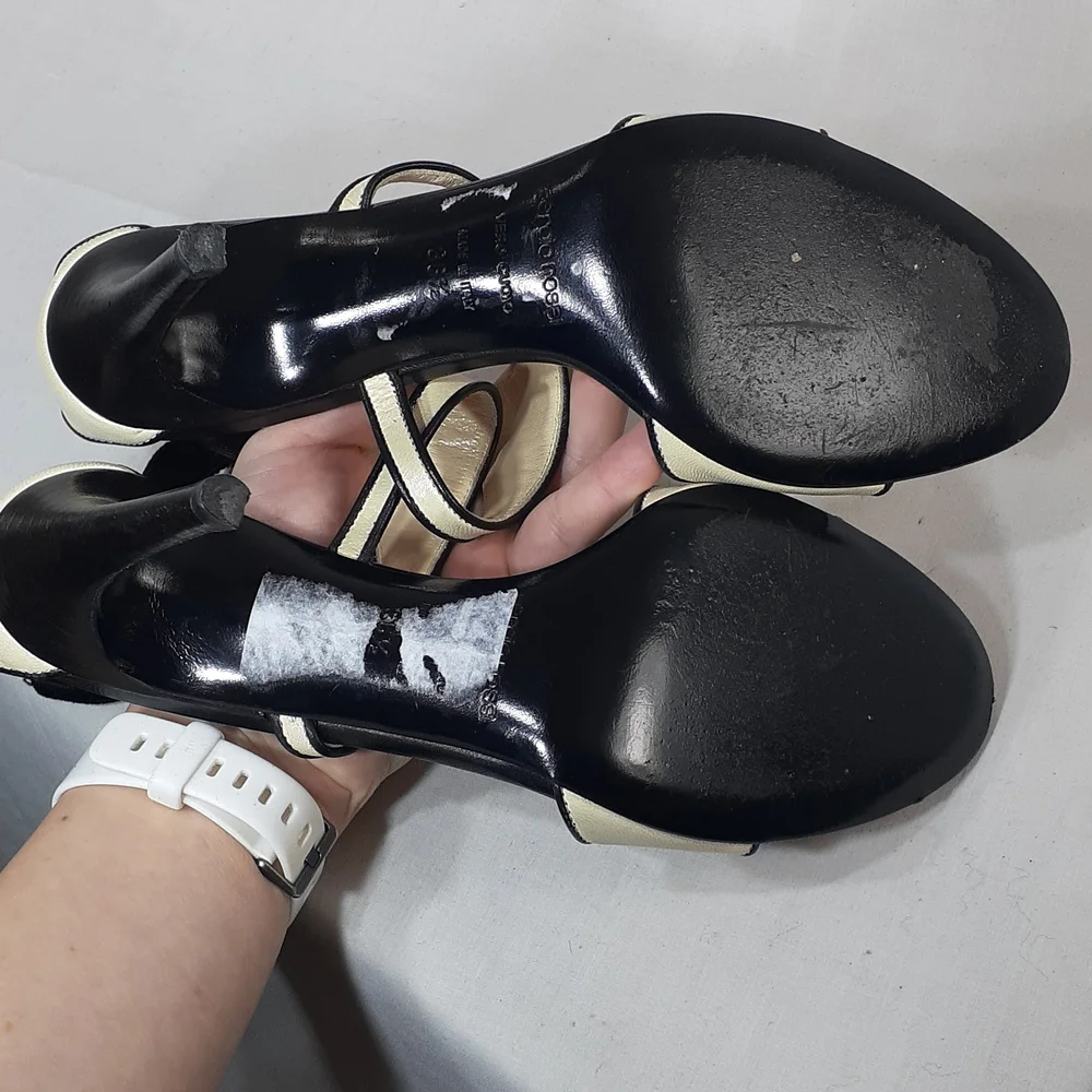 Sergio Rossi cream and black leather heels size 36.5 size 6.5 - Picture 9 of 10